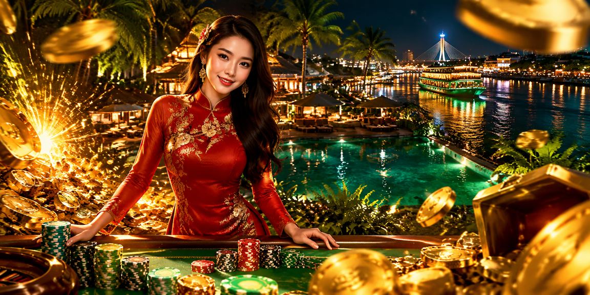 Cảnh đăng ký tài khoản mới và nhận ưu đãi chào mừng tại vùng sông Mekong với người mặc áo dài